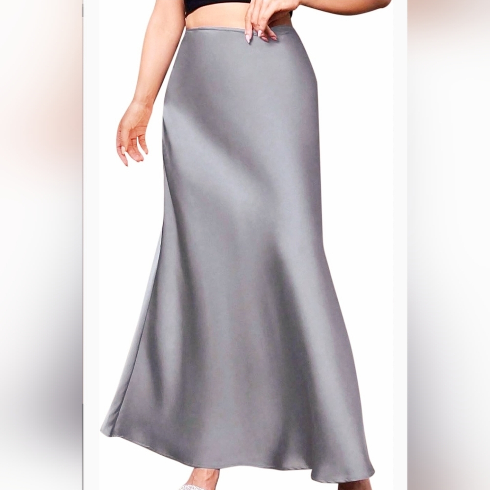 Teri Jon Satin Silk Blend Mermaid Maxi Skirt High Waist Formal Glam Skirt Size 8